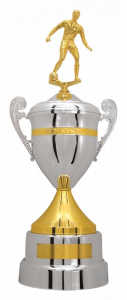 Taça prateada e dourada c/ alça Ref. 700181 - Alt. 99 cm